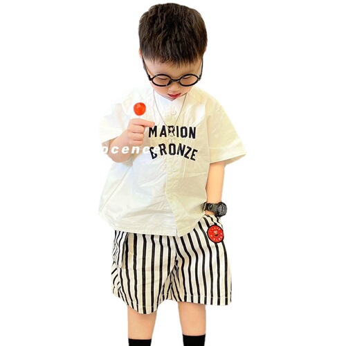 Children's short-sleeved shirts 2024 boys summer thin Korean style style lapel loose casual tops trendy shirts