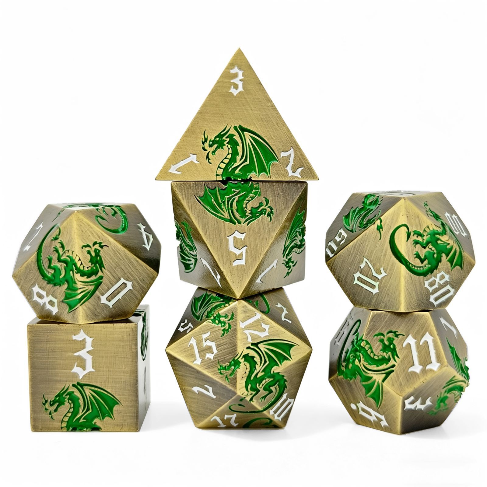 实心蚀刻龙纹骰子套装COC跑团龙与地下城桌游骰子TRPG多面体D20