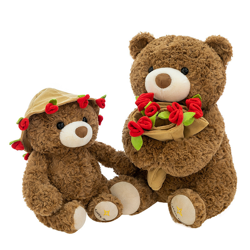 新しいかわいいバラのクマのぬいぐるみ花束クマ人形人形女の子のためのバレンタインデーのギフト告白|undefined