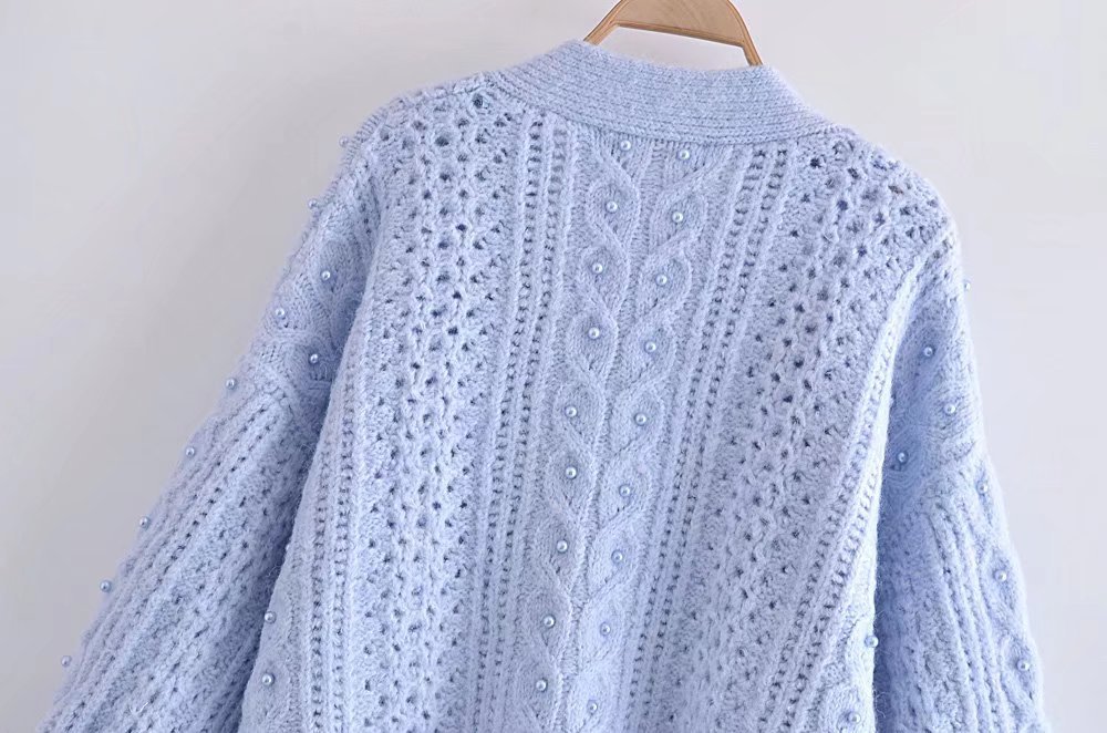 Pearl Ornament Knit Sweater Cardigan NSLQS101332