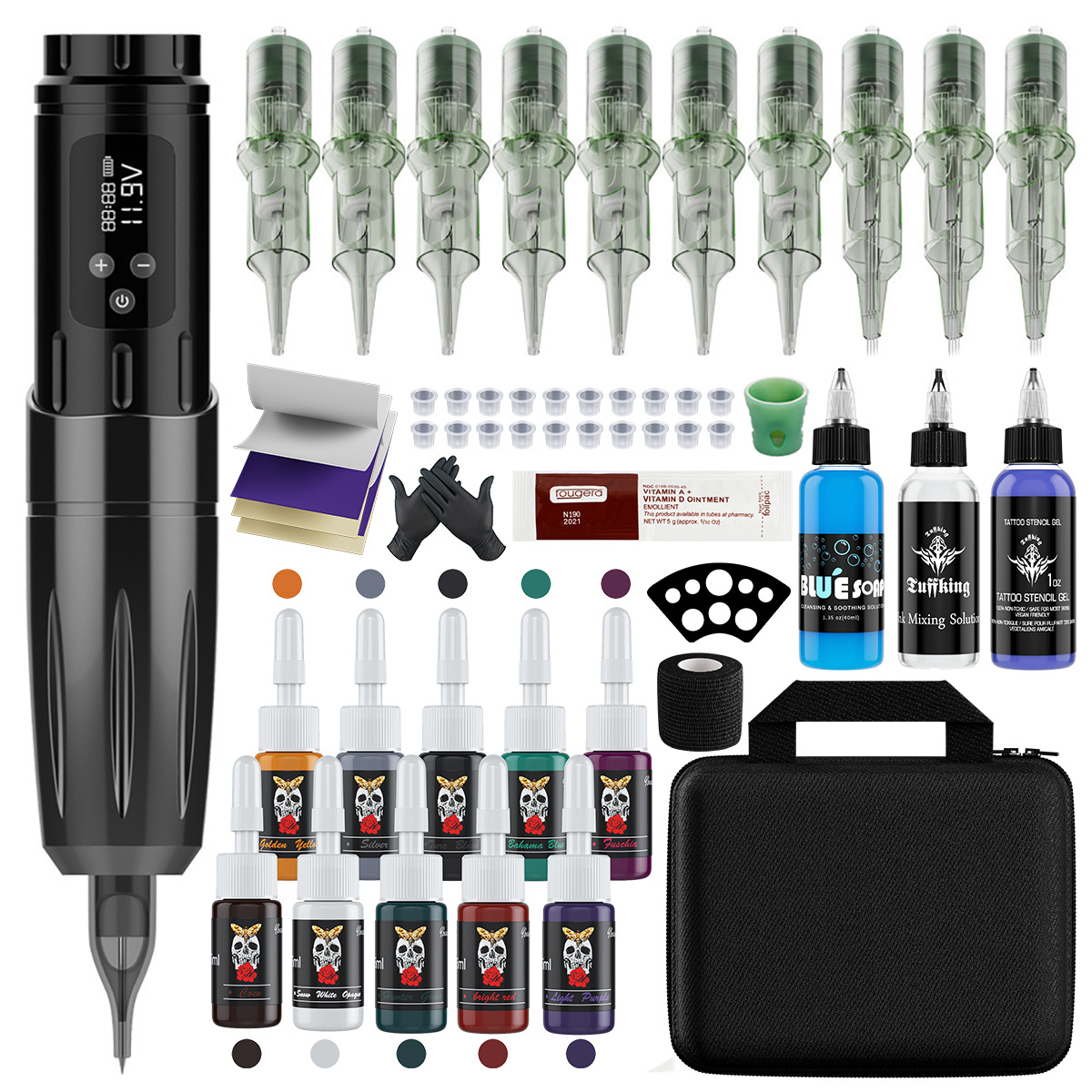 Amazon máquina de tatuaje explosiva batería inalámbrica pantalla de pluma pantalla de corte de línea de niebla máquina todo en uno equipo completo herramienta de tatuaje