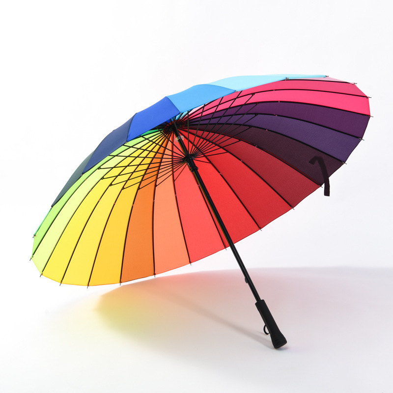 Umbrella with Custom Logo, Extra Large, Storm-Resistant, 24 Ribs, Straight Shaft, Rainbow Long Handle, Golf Business Advertising Umbrella, Sun Protection Umbrella with Custom Logo, Extra Large, Storm-Resistant, 24 Ribs, Straight Shaft, Rainbow Long Handle, Golf Business Advertising Umbrella, Sun Protection