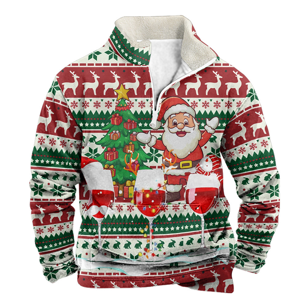 Herren Strickjacke Hoodie Mit Weihnachtsmuster Für Den Winter_voghion.com