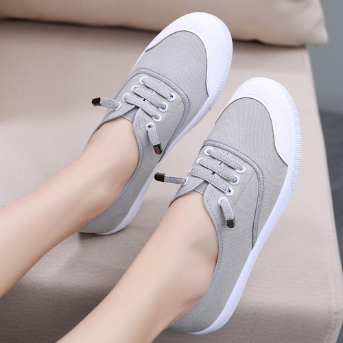 Dropshipping Canvas Shoes 2025 Spring Canvas Shoes Women Fashionable White Shoes Student Flat Casual Platform Shoes