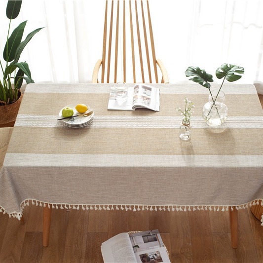 INS Cross-border Jacquard-Tischläufer, Baumwoll-Leinen-Tischdecke mit Quasten, rechteckige Couch- und Esstischdecke_voghion.com