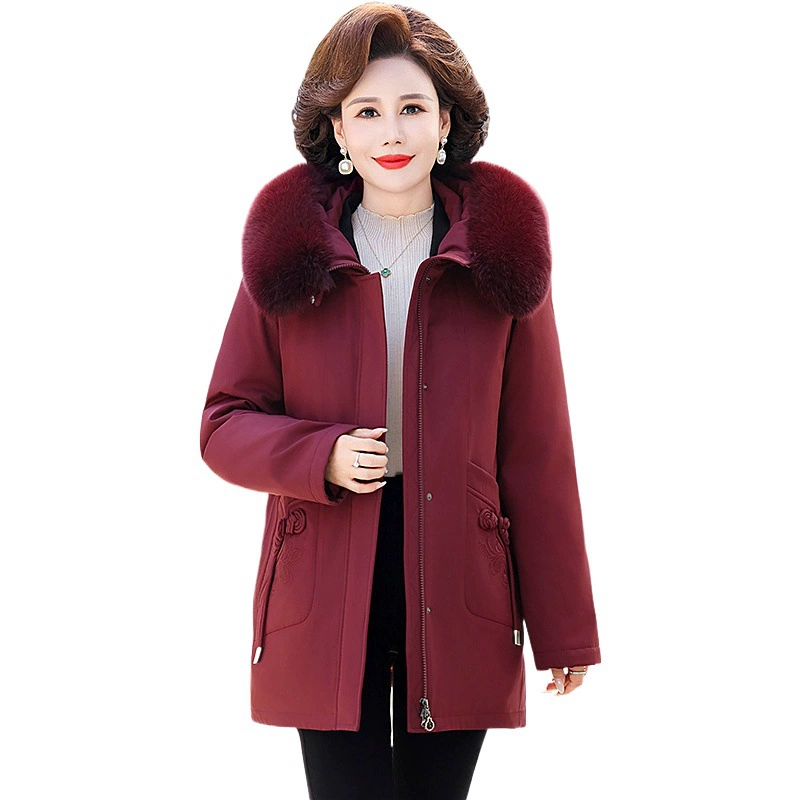 Съемная женская куртка-пуховик средней длины, в стиле парки, зимняя одежда для женщин среднего и старшего возраста, пальто больших размеров с воротником из меха лисы.