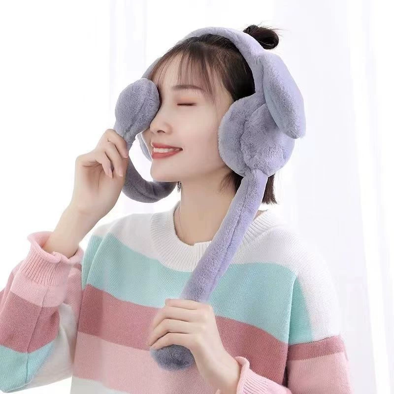 cartoon keep warm plush air bag for elementary school students, headphones, internet celebrity, ear protection, Korean style