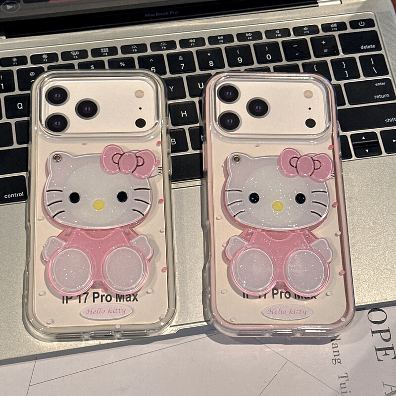 Contrasting Color Two-In-One Polka Dot Kt Cat Phone Case Suitable for iPhone 17 Pro Max/16 Pro/14/15/13, Cute