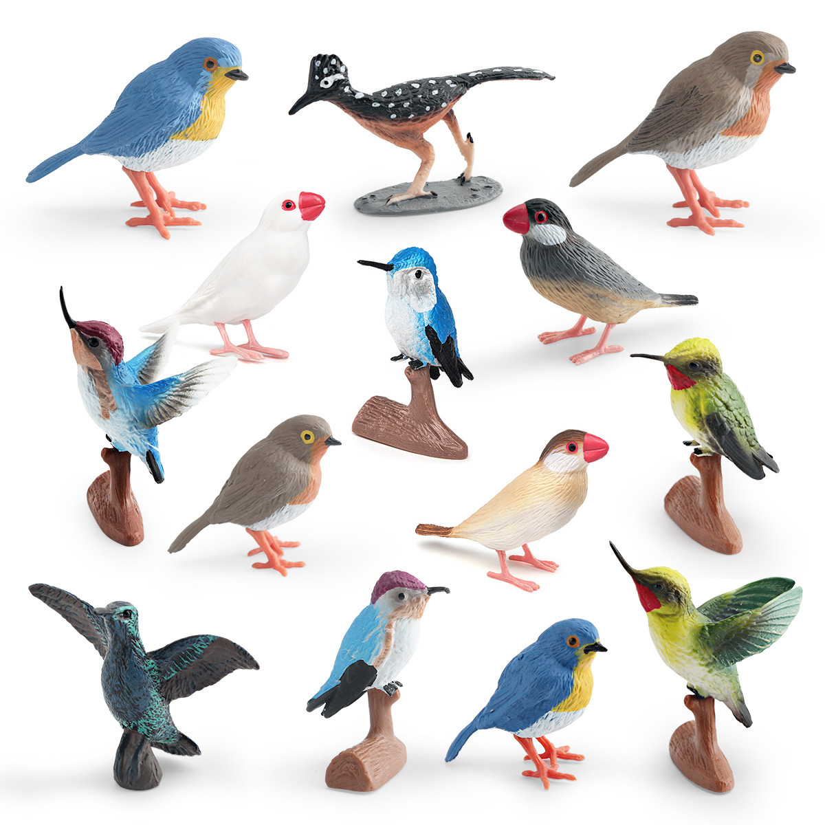 Simulación amazónica de pájaros hummingbirds, colibríes, pájaros, aves, animales, modelos de escritorio, juguetes decorativos estáticos