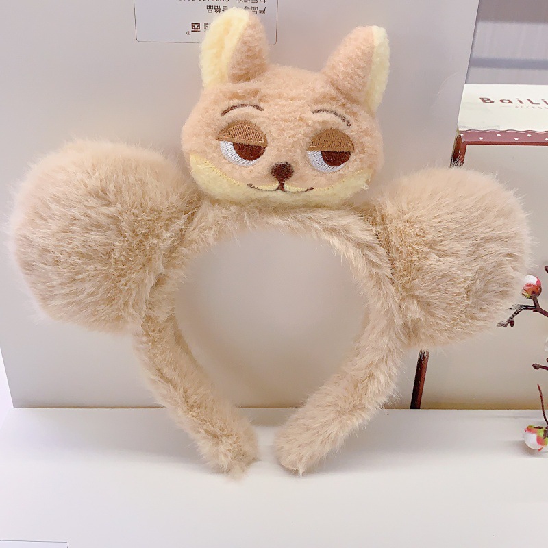 Otoño y invierno lindos osos de peluche orejas bandas de cabello para mujeres lavarse la cara y aplicar máscaras animales locos arco bandas para el cabello