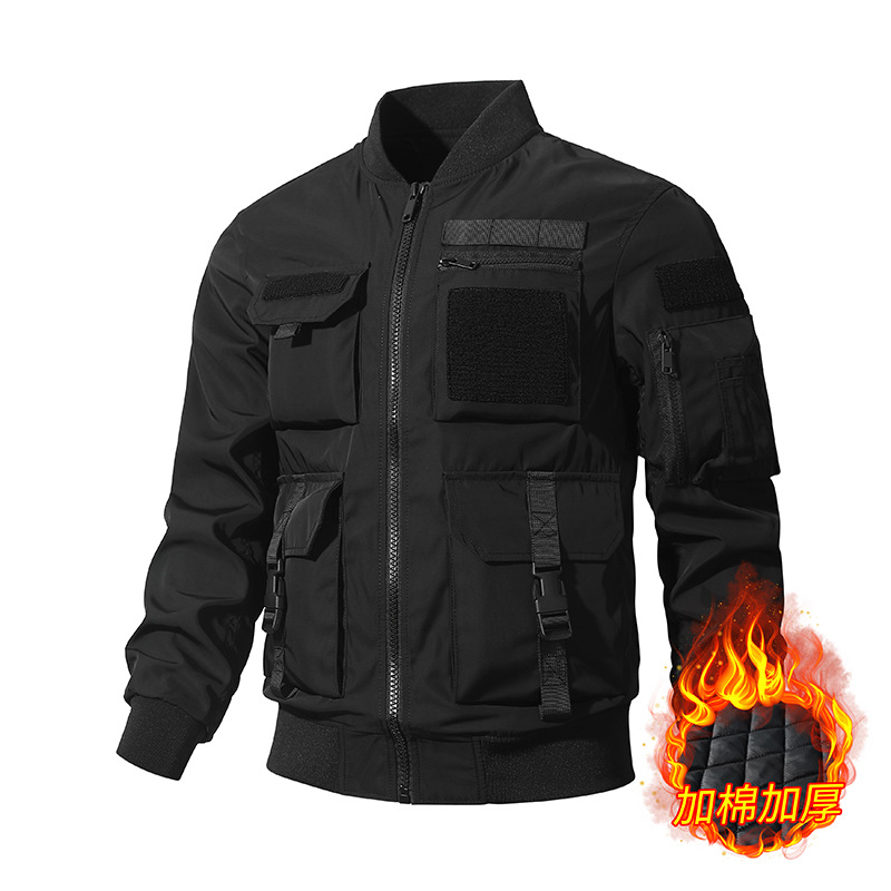 Traje de vuelo multi-Bolsillo de estilo americano abrigo de algodón acolchado abrigo de invierno algodón y engrosamiento chaqueta de uniforme de béisbol de los hombres de Estilo funcional