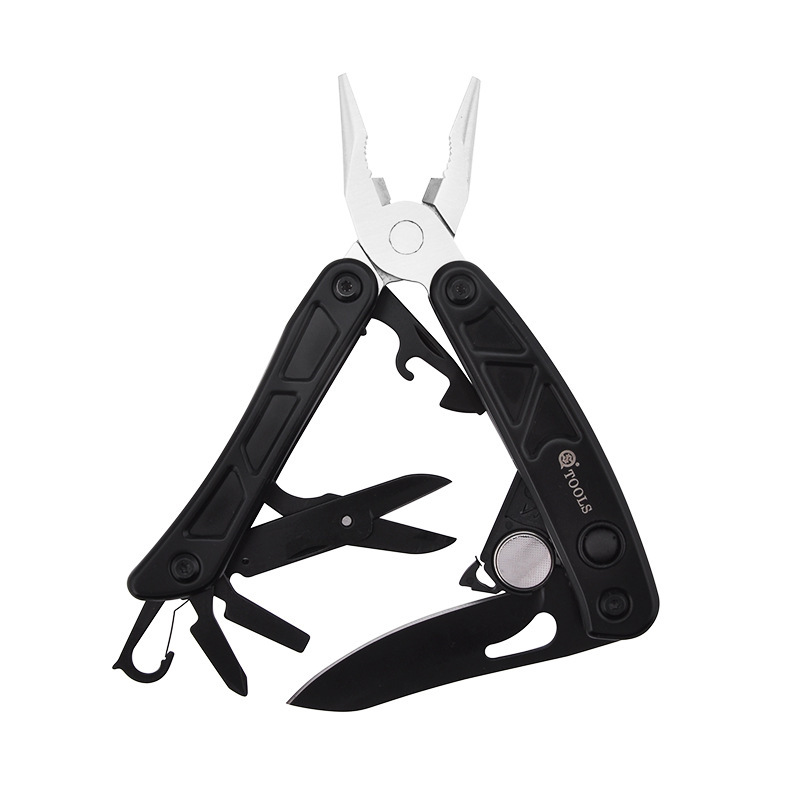 SQT Shunquan 2086 Alicates multifunción Combinación Alicates para herramientas Herramientas multiusos para exteriores Cuchillo plegable Alicates para cuchillos universales Lámpara LED