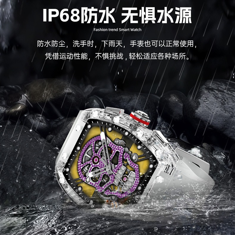 Reloj inteligente reloj deportivo pulsera inteligente en forma de barril transparente reloj inteligente tasa verdadera azúcar en la sangre nuevo Bluetooth