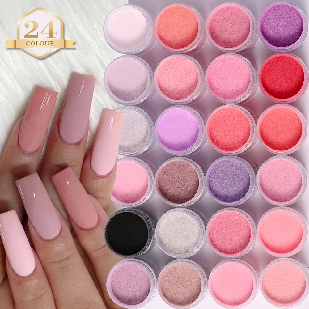 24-Color Nail Art Crystal Powder Cross-Border Hot-Selling DIY Nail Art Carving Powder Extended Crystal Powder Nail Art Decoration Crystal Powder
