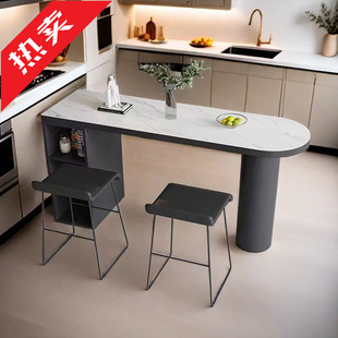 Modern Simple Slate Bar Table for Home Light Luxury Cream Style with Storage Cabinet Open Kitchen Integrated Partition Table
