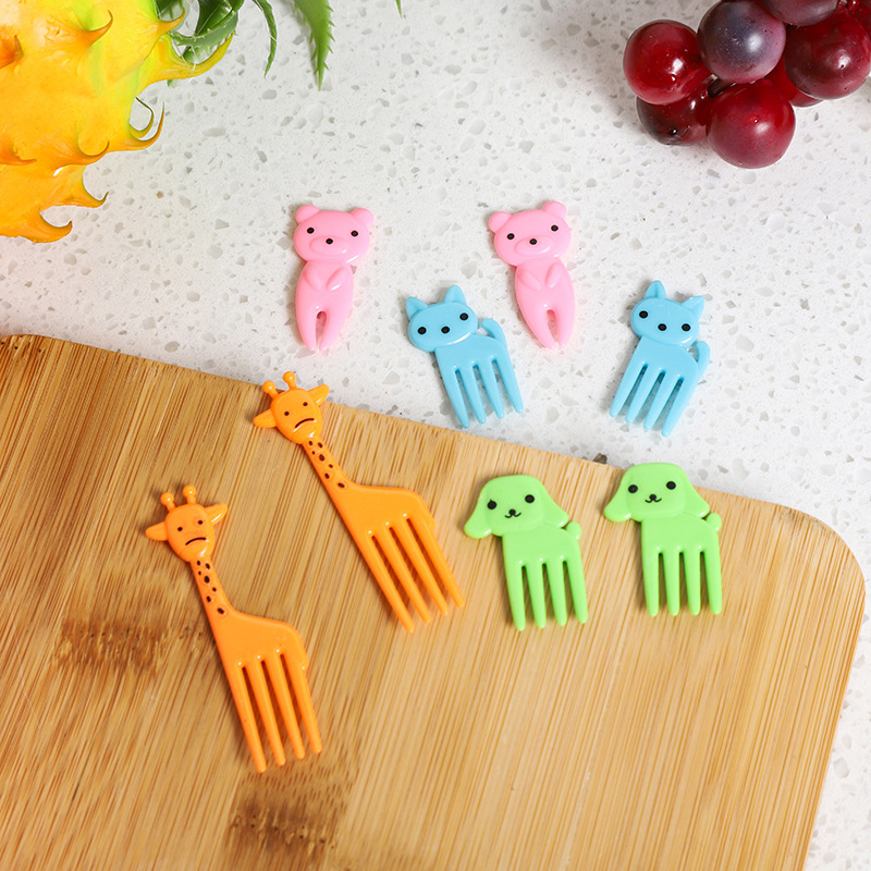 Tenedor de Frutas Infantil con Diseño de Dibujos Animados, Estilo Japonés, Portátil, Lindo, de Plástico, Palillos para Frutas con Forma de Animales, Decoración para Bento