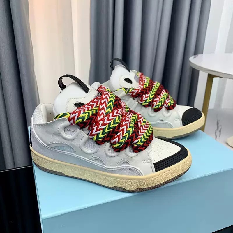 Putian Lanvin Men's and Women's Leather Splicing Lace-Up Curb Sports Casual Shoes Retro Sneakers Cross-Border New Dad Shoes Putian Lanvin Men's and Women's Leather Splicing Lace-Up Curb Sports Casual Shoes Retro Sneakers Cross-Border New Dad Shoes