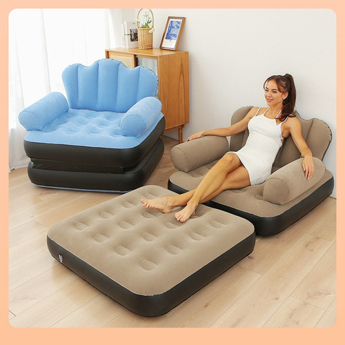 ✅ Cross-border ready stock thickened inflatable lazy sofa with footstool leisure sofa recliner portable storage air chair