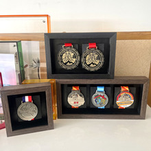 立体马拉松奖牌木质展示架挂墙立式展示相框摆台keep章收纳盒