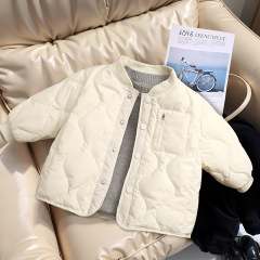 子供服 秋冬 キッズ フェザーベルベット シルクジャケット 卸売 パッチワーク ショート丈 新作 ベビー綿服 インナー リバーシブル