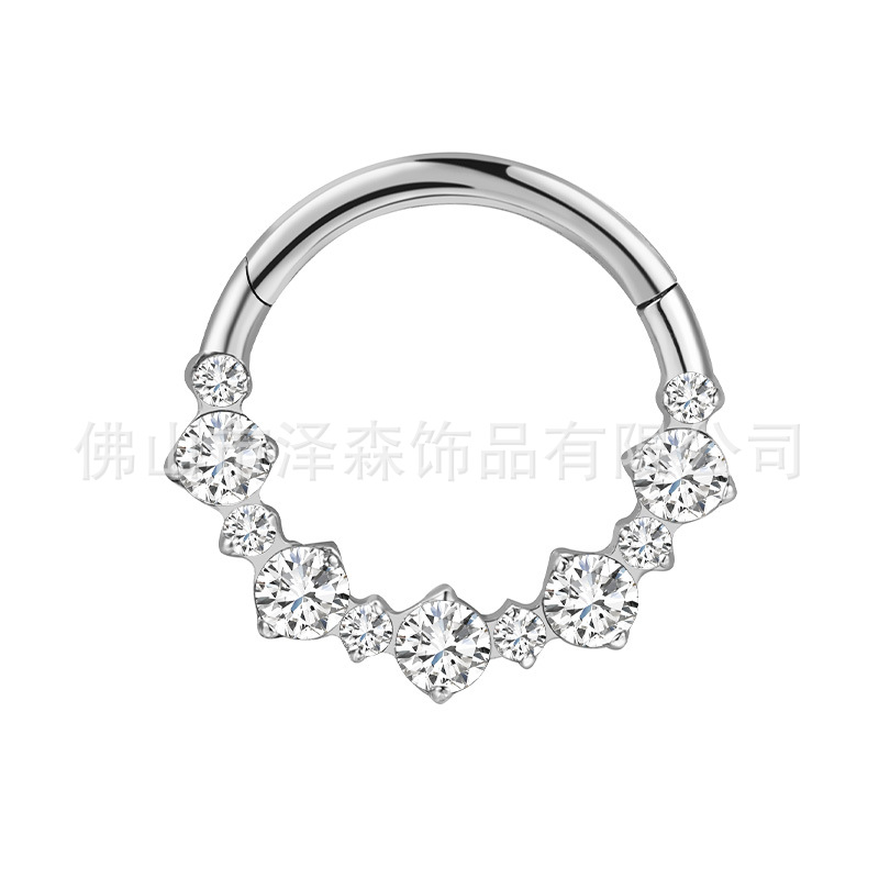 F136 Titanium Alloy Nose Ring Seamless Diamond Stud Body Piercing Jewelry 1.2x8mm detail image 7