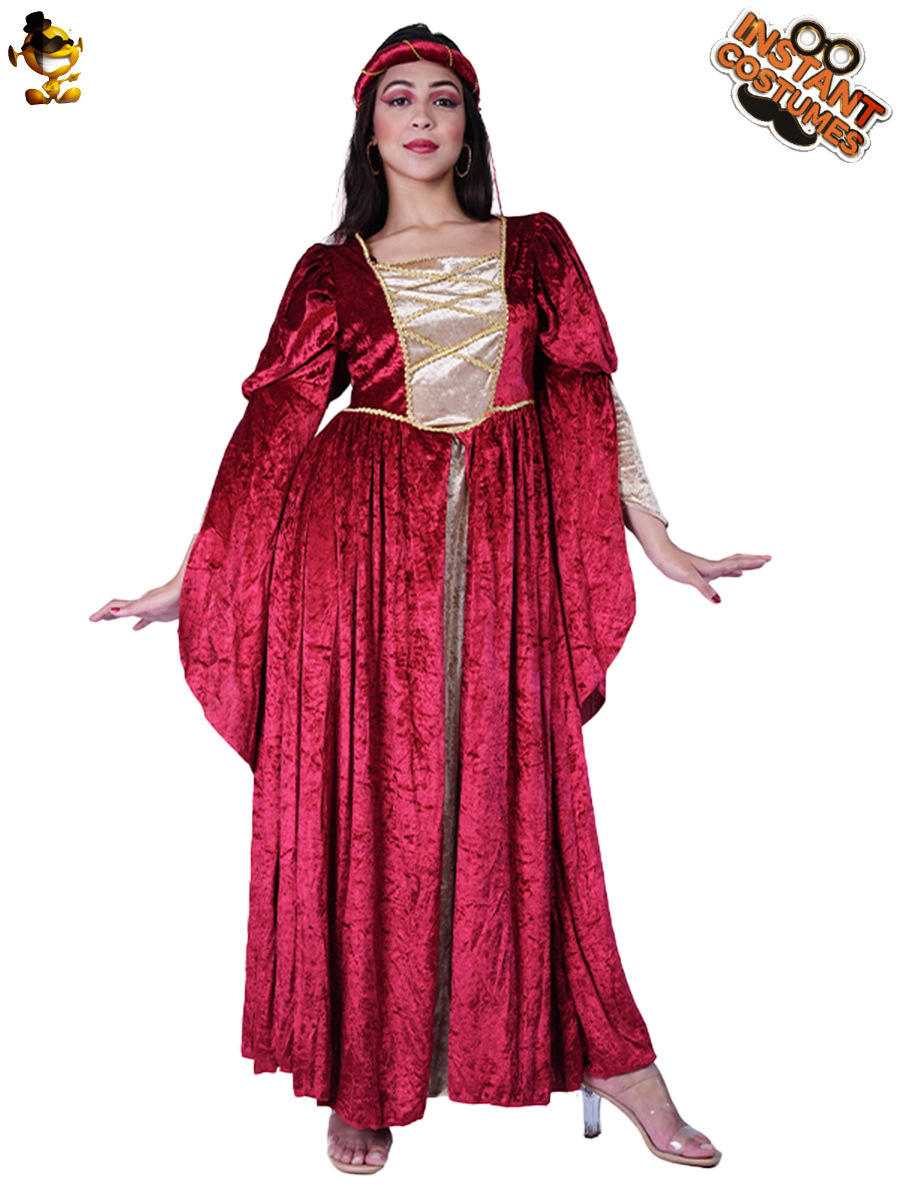 Las mujeres adultas europeas medieval reina princesa vestido traje niña grande antiguo europeo princesa traje Cosplay