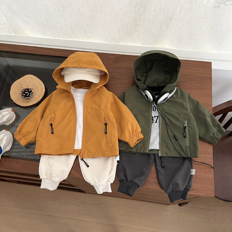 Handsome Baby Outwear Autumn and Winter New Style Little Boy Outdoor Casual Hooded Jacket Kidsren's Windproof Clothing