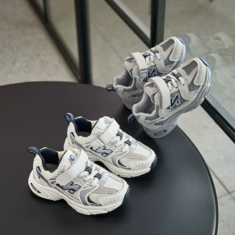 Детская спортивная обувь с сеткой на плоской подошве, весна-лето 2021, новые повседневные белые туфли на липучке для девочек, летняя обувь для мальчиков