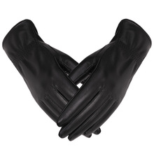 触屏真皮手套女士绵羊皮秋冬季加绒防风保暖骑行开车男士士手套薄