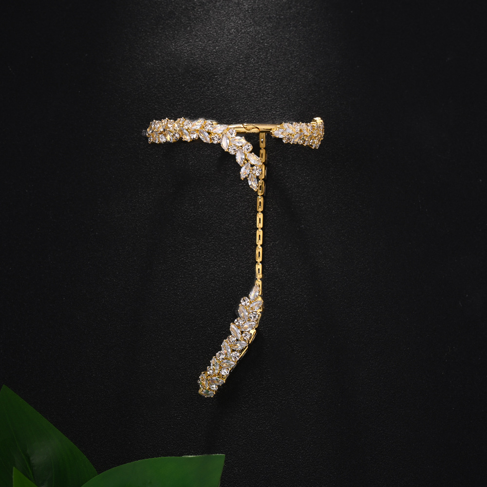 Amazon venta caliente hoja abierta brazalete personalidad zircon brazalete ajustable temperamento accesorios Brazalete mujer