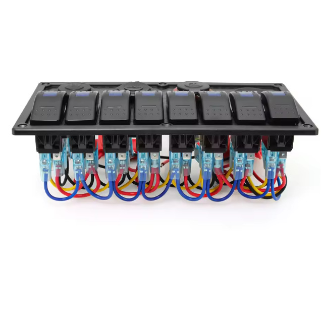 8+4 Switch Control Panel, Dual Light Switch, Dual USB + Cigarette Lighter with Cigarette Lighter Socket + Voltmeter for Rv Modification
