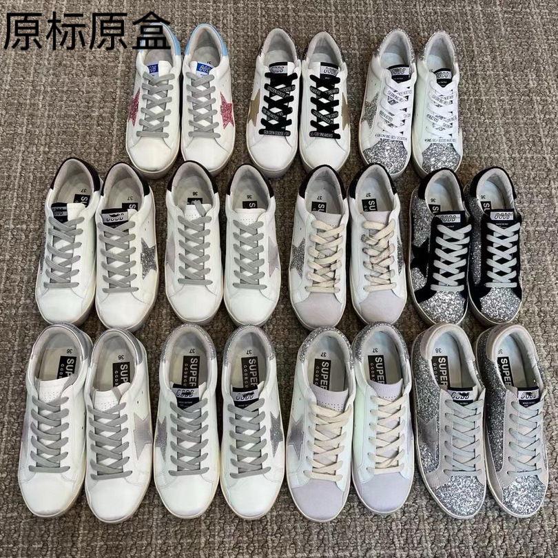 Classic Genuine Leather High-Heeled Flat Dirty White Sneakers Couple Style Spring and Summer New Casual Sneakers Star Color Matching
