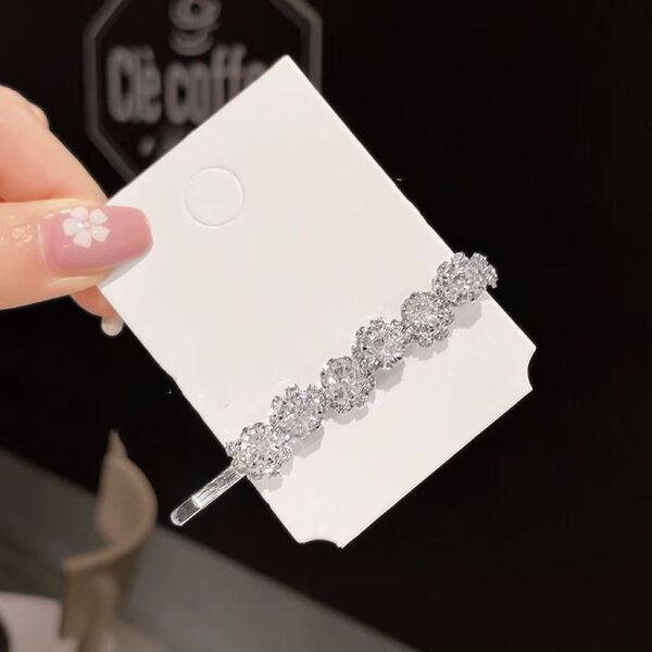 女团风奥地利闪钻发夹一字夹刘海边夹水晶水钻甜酷仙女气质侧边夹