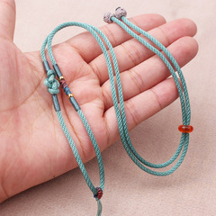 Delicate Hand-woven Pendant Necklace with Jade Guanyin Buddha, Gold for Both Men and Women, Handcrafted Lotus Knot Hang String