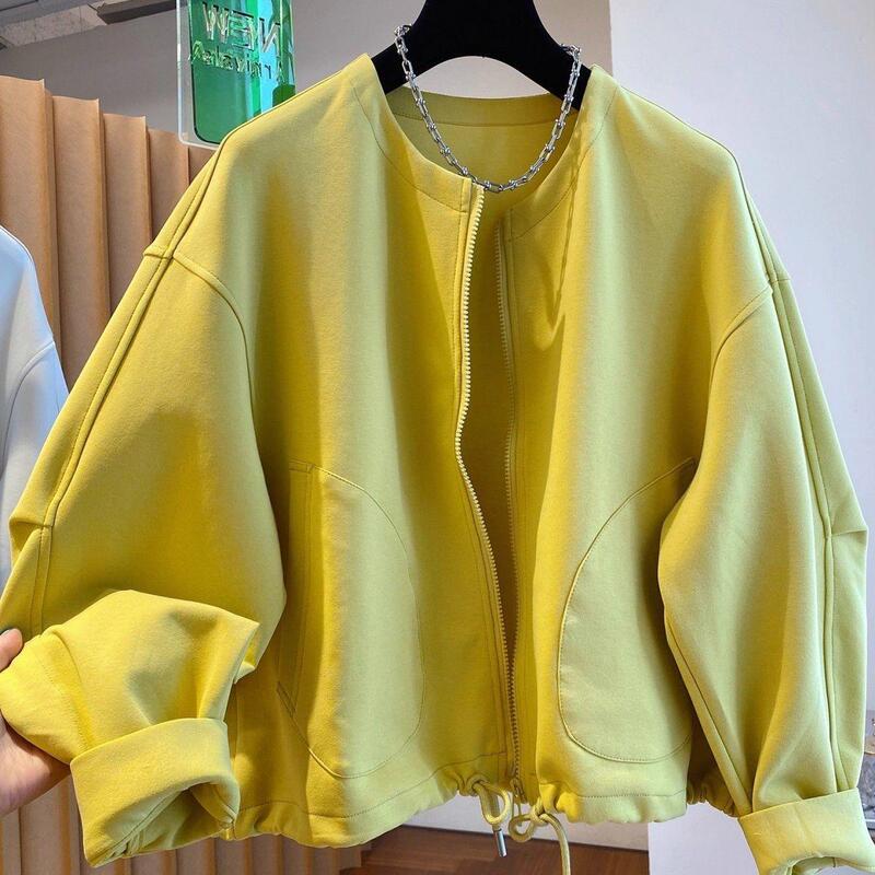 Bargain Large Size Women's Autumn Casual Loose Thin Zip-Up Sweatshirt Cardigan Jacket