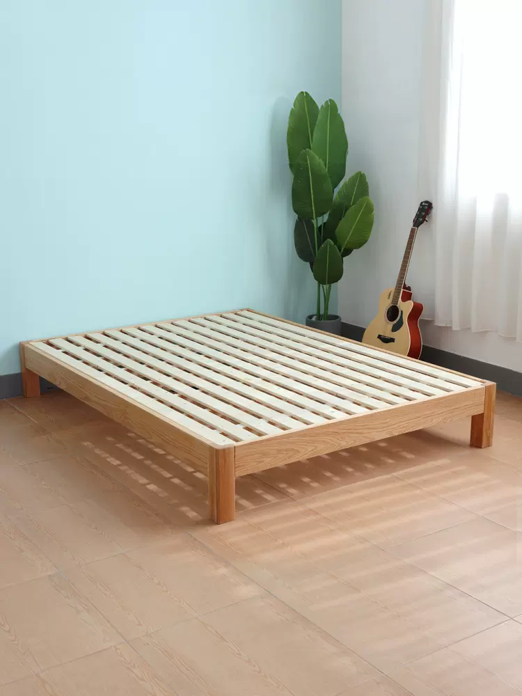 安邸红橡木床架全实木日式榻榻米原木无床头矮床1.5m小户型双人床