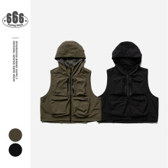 NEVIRALER山系フード付き作業服ベストメンズアウトドア機能風釣りベストキャンプ風コートNRA34