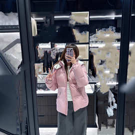 毒家版本现货高品质M家新款女士短款连帽羽绒服外套夹克时尚百搭