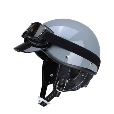 Motosiklet kaskı (dəbilqə) — 3C Japanese Retro Motorcycle Half - 3c-cement-gray-double-d-buckle-karting-goggles-face-towel-s