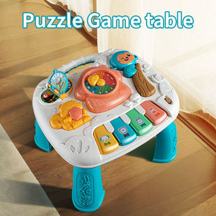 Cross-border hot sale multi-functional puzzle game table children's detachable game table early education multi-functional music Toys