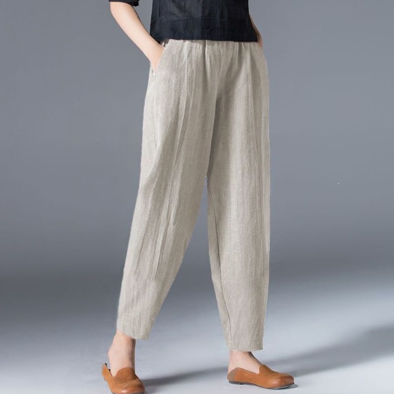 Cotton and Linen Casual Pants for Women, Spring and Summer Thin Style, Loose Fit, Slimming Harem Pants, New Versatile High-Waisted Plus-Size Cropped Carrot Pants Cotton and Linen Casual Pants for Women, Spring and Summer Thin Style, Loose Fit, Slimming Harem Pants, New Versatile High-Waisted Plus-Size Cropped Carrot Pants