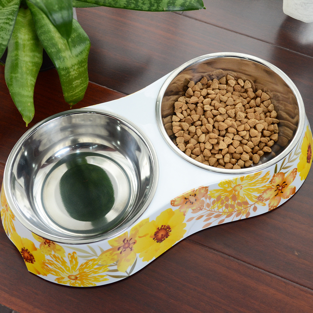 애완동물 용품 고양이 그릇 스테인레스 스틸 더블 그릇 고양이 그릇 개 그릇 미끄럼 방지 고양이 사료 그릇 물 먹이 그릇 고양이 그릇