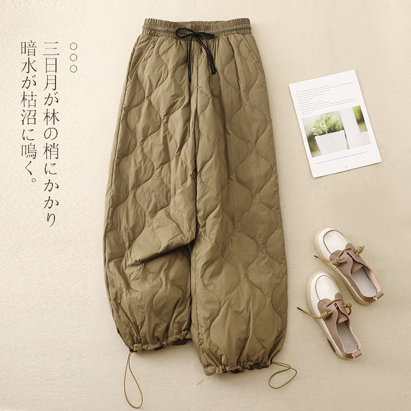 Winter windproof keep warm trousers with diamond pattern