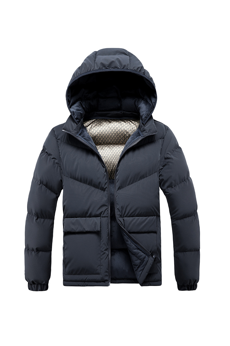 Baumwollgefütterte Herren-Graphen-Jacke in Slim-Fit-Passform mit abnehmbarer Kappe und dicker Kapuze_voghion.com