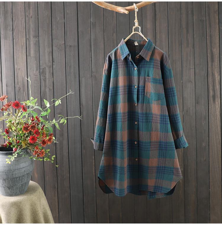 476g Weight Long Sleeve Sleeve Length Single Breasted Placket Type Regular Sleeve Sleeve Type Polyester, Polyester Fabric Type Mid-Length (65cm <Length ≤ 80cm) Top Length Cardigan, Shirt Tops Type Shirt Collar Neckline Loose Fit Type Lattice Pattern Temperament Commuter, Commute style Style Casual Plaid Shirt Women's Midi Loose New Style Plus Size Long Sleeve Top Trendy Spring Autumn 2025 New Arrival 1