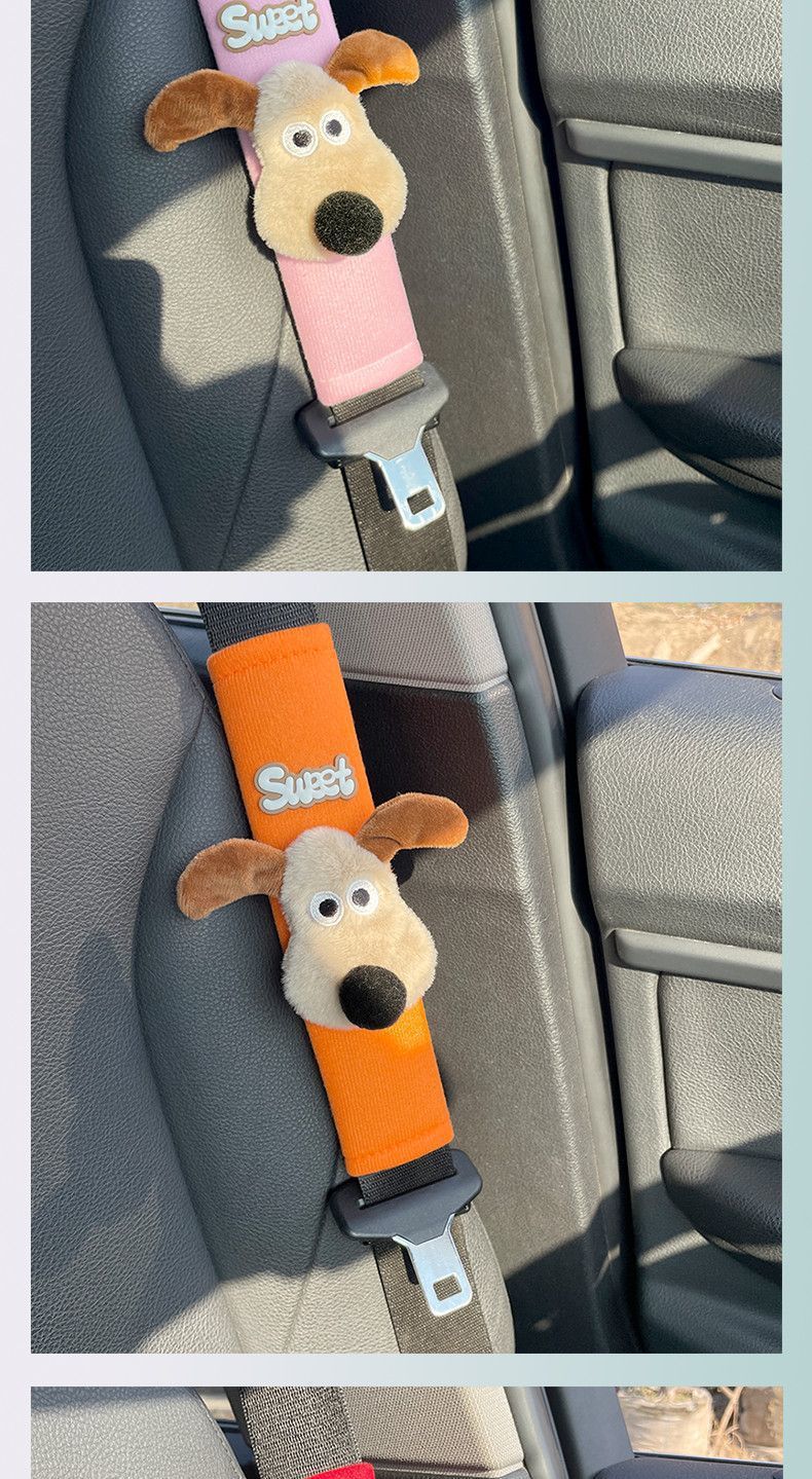 Car Seat Belt Shoulder Cover, Cute Doll with Raised Ears, Extended Length for Men and Women, Anti-Strangle Protection, Creative Personalized Car Decoration