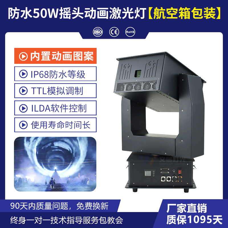 Wenjing luz láser de animación de sacudida de cabeza impermeable de alta potencia iluminación escénica al aire libre luz láser de techo al aire libre emblemática