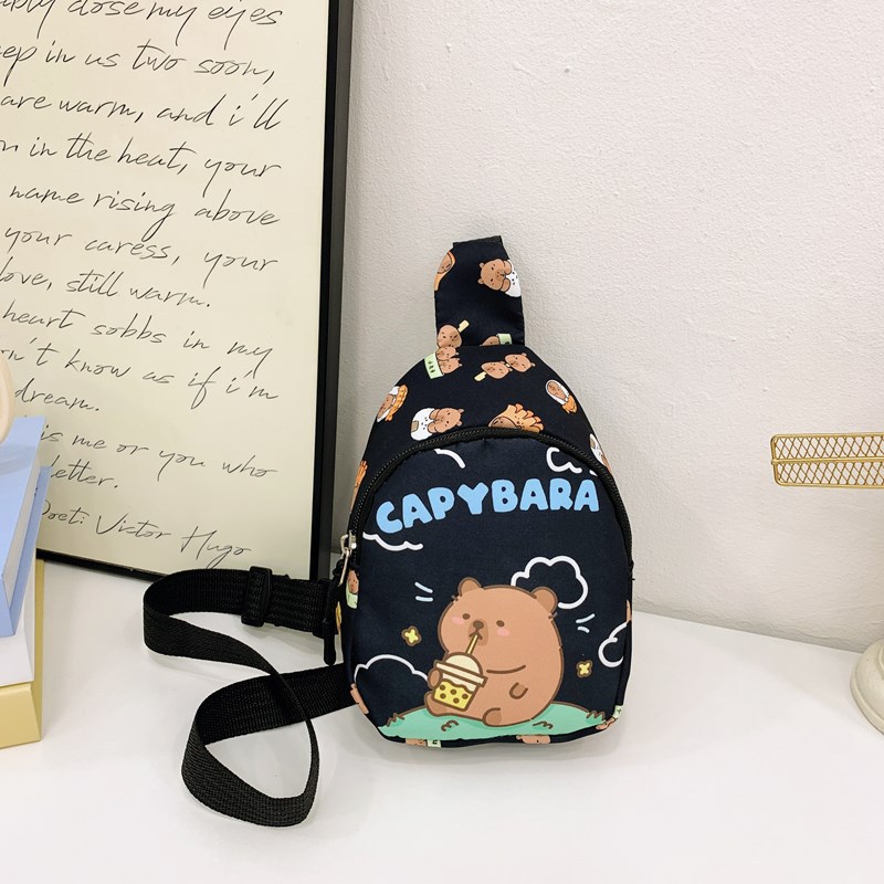 2025 nuevo bolso infantil caricatura lindo capibara bolso de pecho impresión extranjera mini mochila infantil