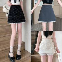 西装波点半身裙女2025新款春装蕾丝短裙A字裙高腰包臀裙半裙裙子