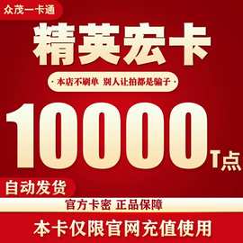 精英宏卡10000t点卡密 精英天宏卡 可充腾讯Q币/盛趣等本店不刷单